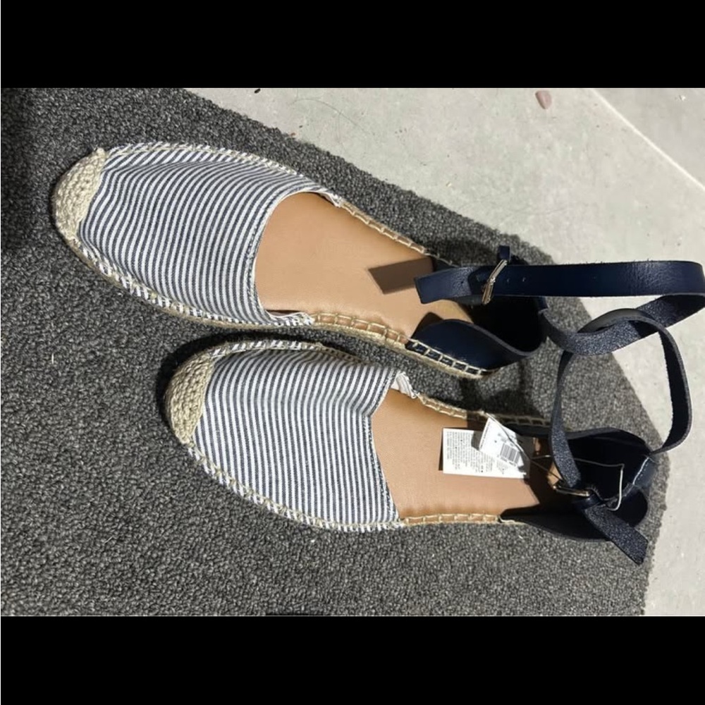 Old Navy Blue and White Striped Espadrille Flats